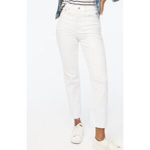 NWOT J.Crew White stovepipe straight jean signature stretch+‎ Raw Hem Size 34
